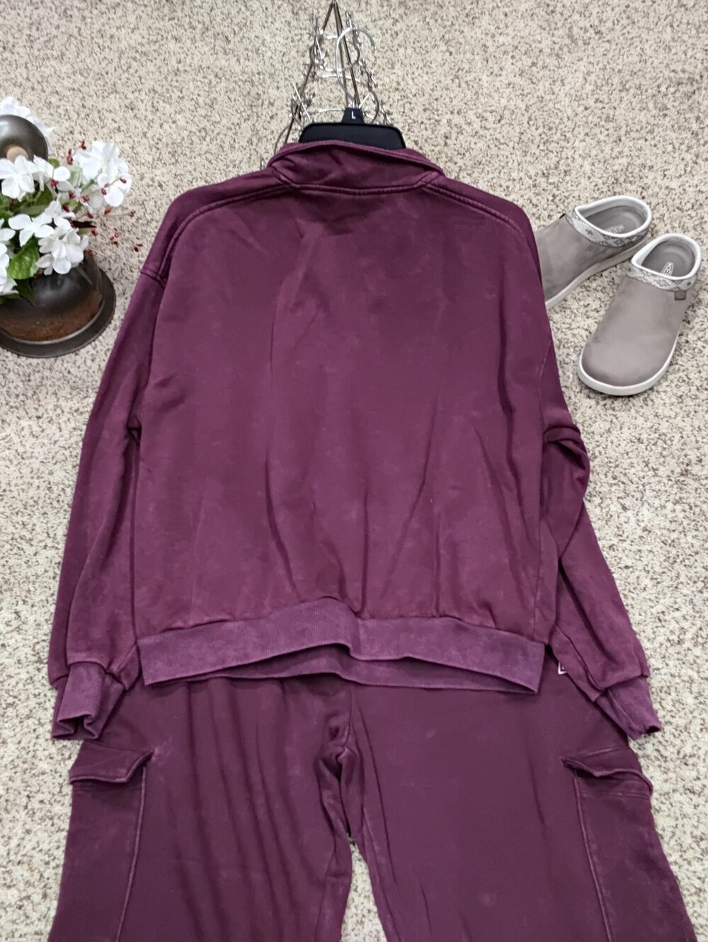 4055 Size Large No Boundries 2 Piece Wine Color Fleece Set. - Picture 6 of 7